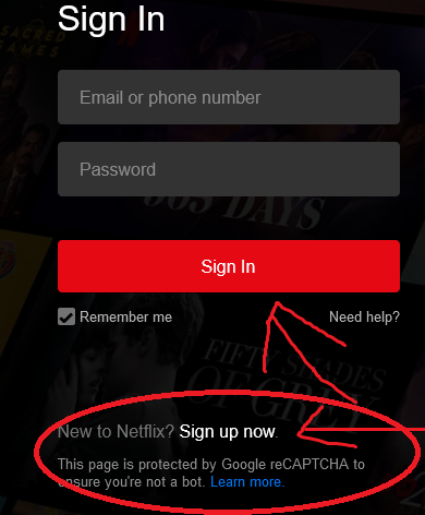 screenshot of Netflix.com