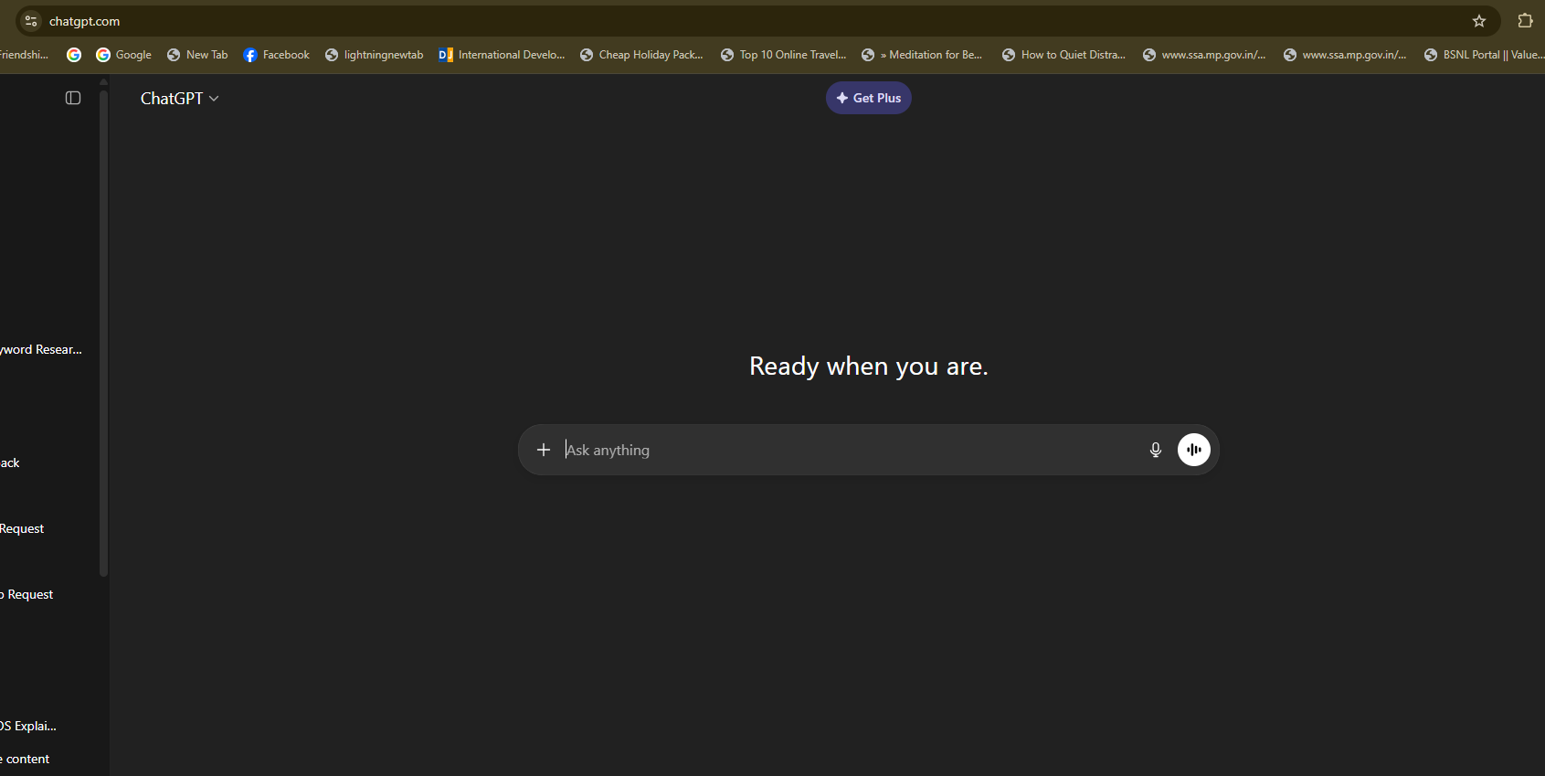 chatgpt main screen after login in chatgpt.com
